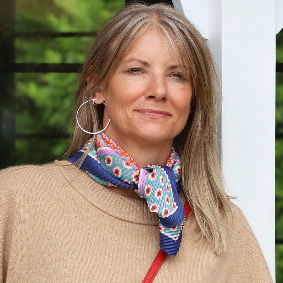 Blue mix poppy recycled crinkle neckerchief