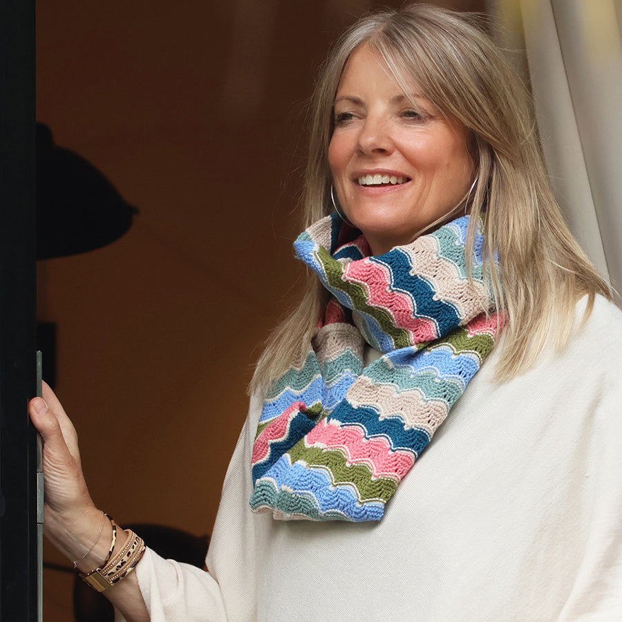 Summer scallop knit multicolour mix snood