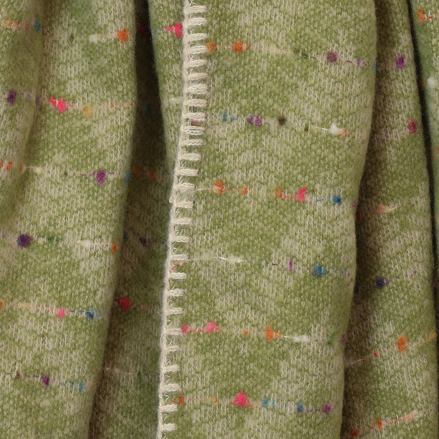 Tara pistachio mix chevron weave stitch detail triangle scarf