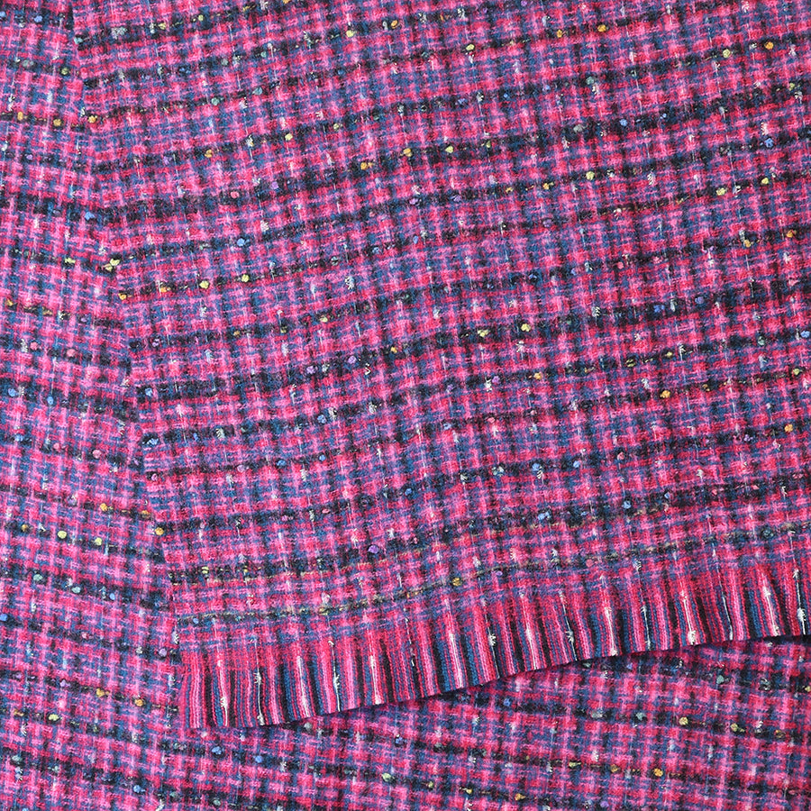 Chelsea vibrant pink mix check weave scarf with metallic thread