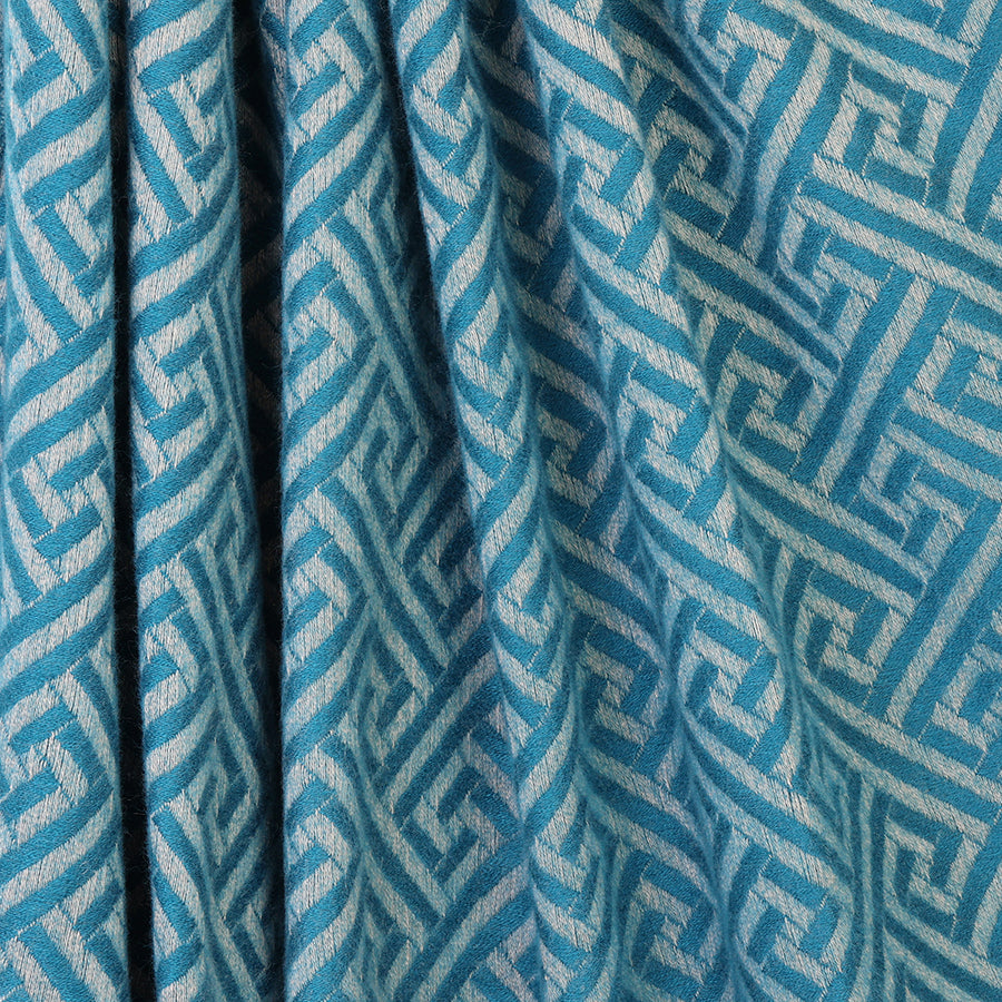 Frankie teal reversible geometric weave scarf