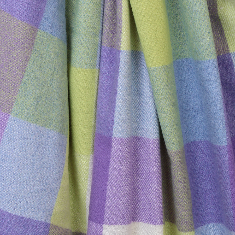 Esme lime and blue mix check scarf