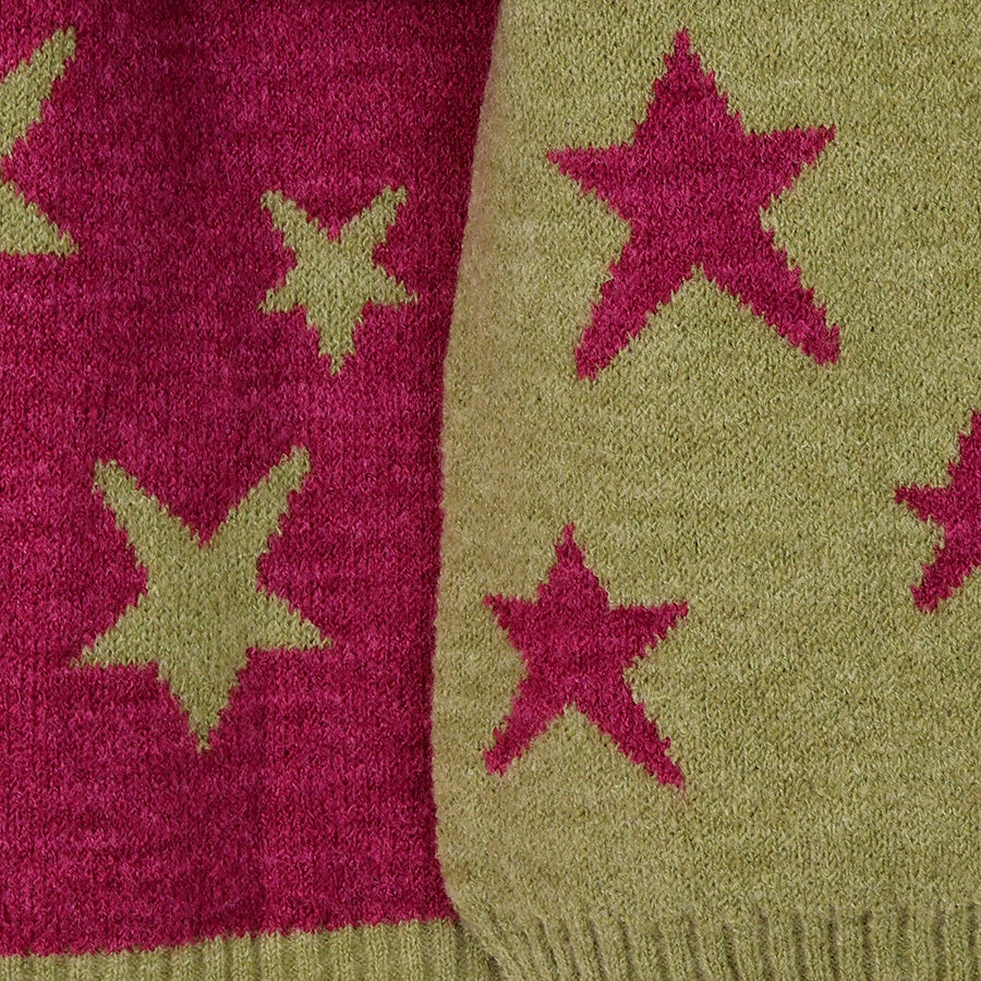 Estelle olive and magenta reversible star scarf