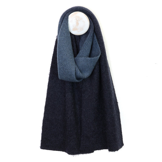 Oliver navy and denim ombre knit men's scarf