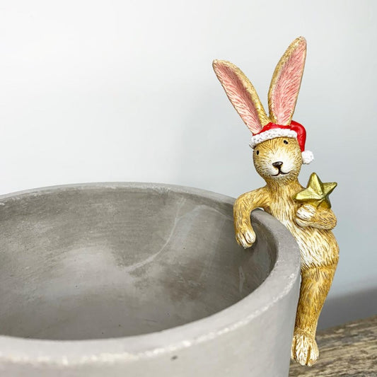 Pot Hanging Christmas Rabbit, 14cm