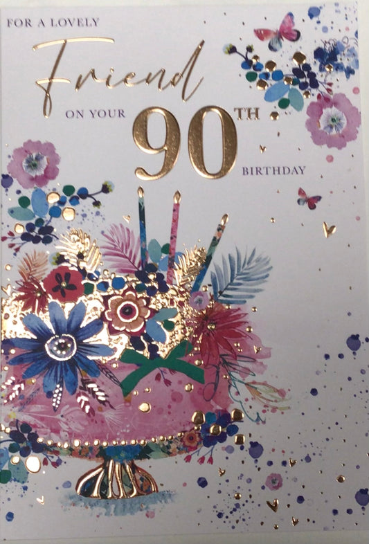 Friend 90th Birthday Card - Words 'n' Wishes