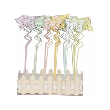 Decorative Pastel Butterfly Garden Stakes