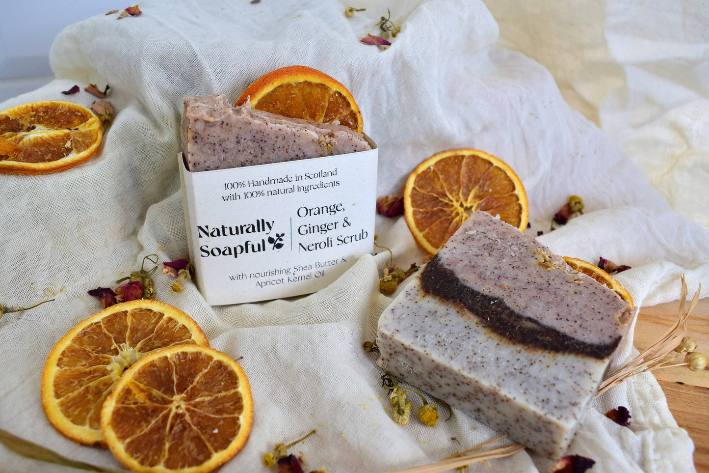 Naturally Soapful Orange, Ginger & Neroli Scrub Solid Soap Bar, Handmade Soap