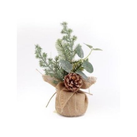 26cm Artificial Tree with Pinecone