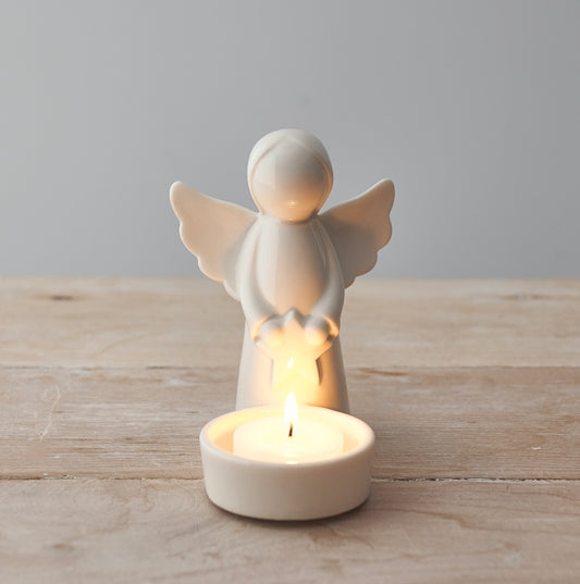 White Angel Candle Holder with Star