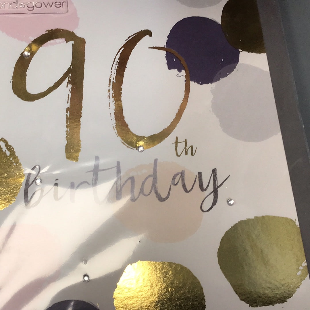 90th Birthday Card - HG - blush