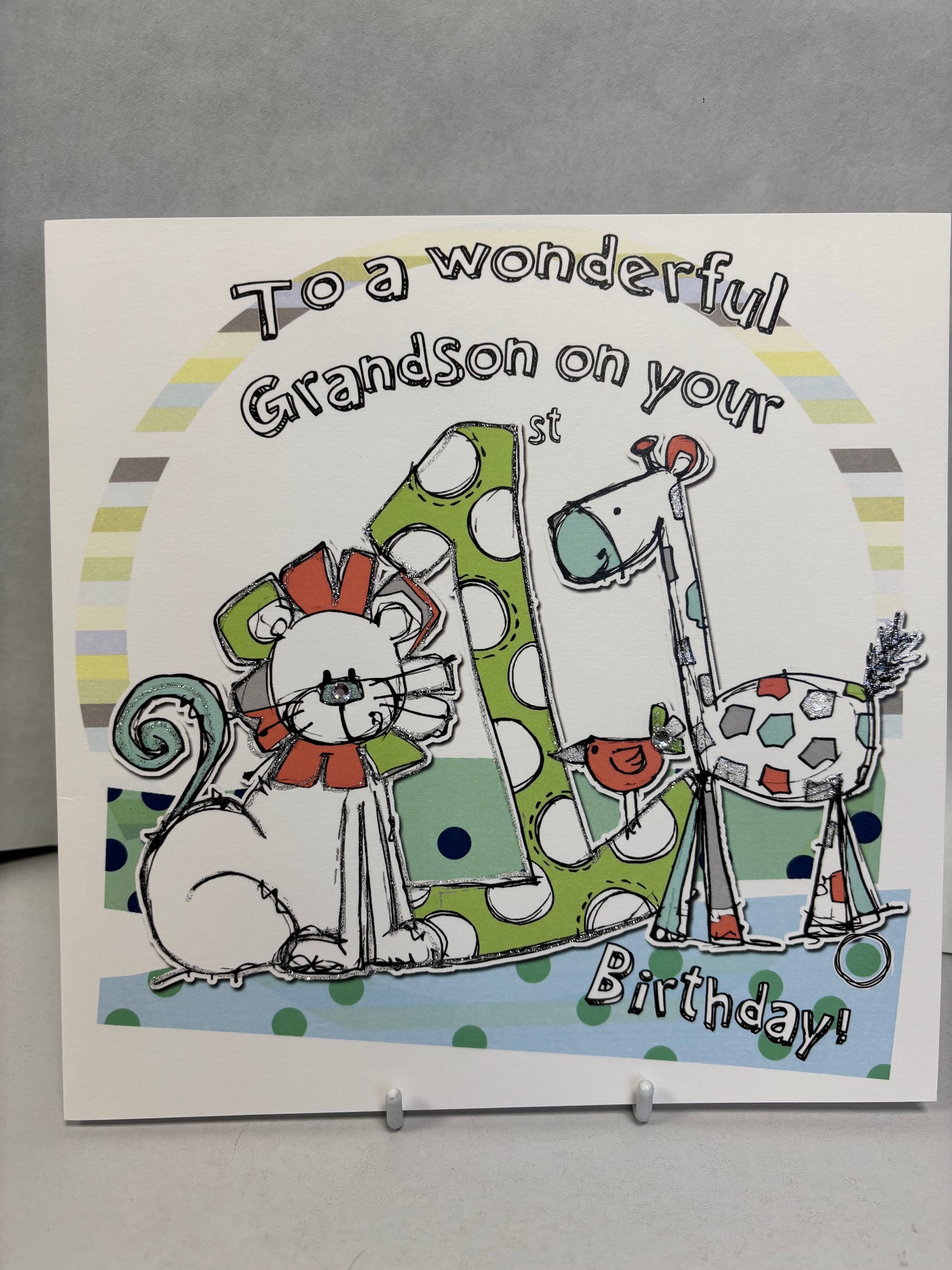 Grandson 1st Birthday Card - TR