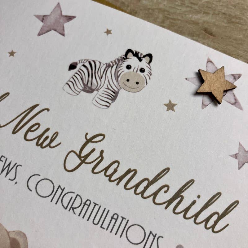 Beautiful New Grandchild Card - Toys & Stars