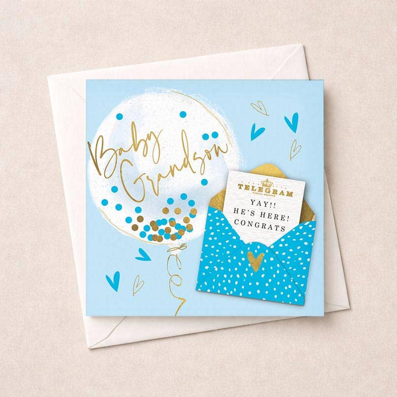 New Baby Card - Grandson Telegram