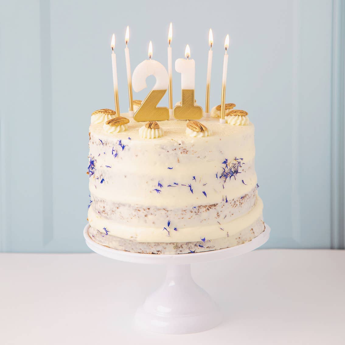 White & Gold Number Birthday Candles Set| 0-9 | 30 Pack |