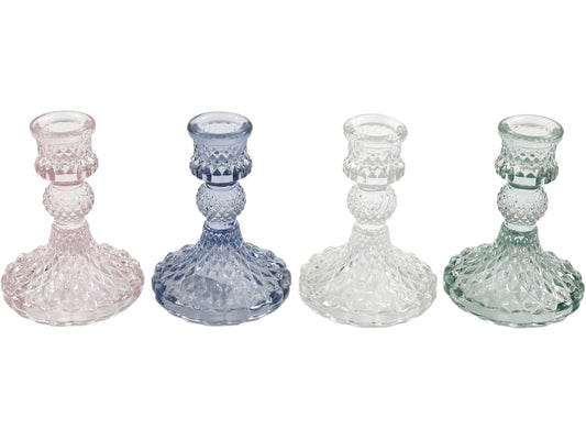 Dinner Candle Holder - 4 Assorted Colours. Available at Sweet P, Burnside, Glasgow