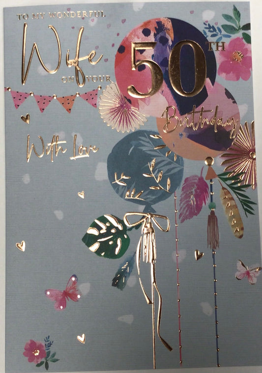 Wife Age 50 Birthday Card - Words 'n' Wishes