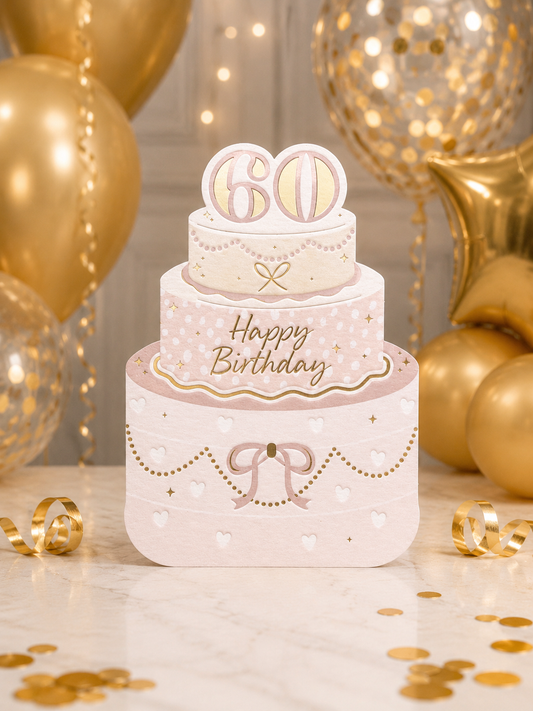 Age 60 Die Cut Cake Card