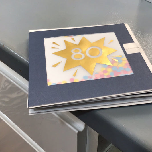 80th birthday card James Ellis paper shakies