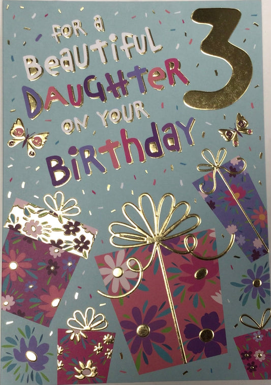 Daughter 3rd Birthday Card - Words 'n' Wishes