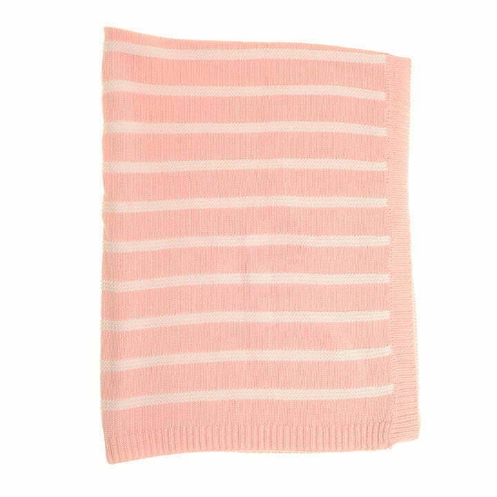 Pink and White Striped Baby Blanket