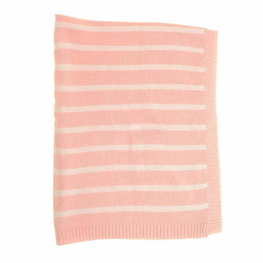Pink and White Striped Baby Blanket
