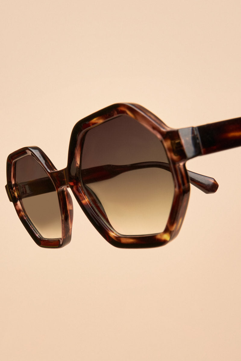 Powder UK Limited Edition Raven Tortoiseshell Sunglasses - Hexagonal Frames