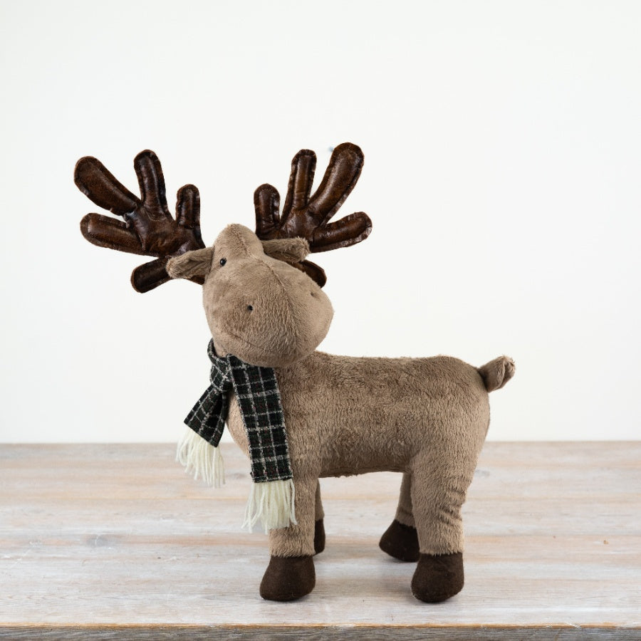 Standing Reindeer Christmas Decoration with Scarf, 48cm