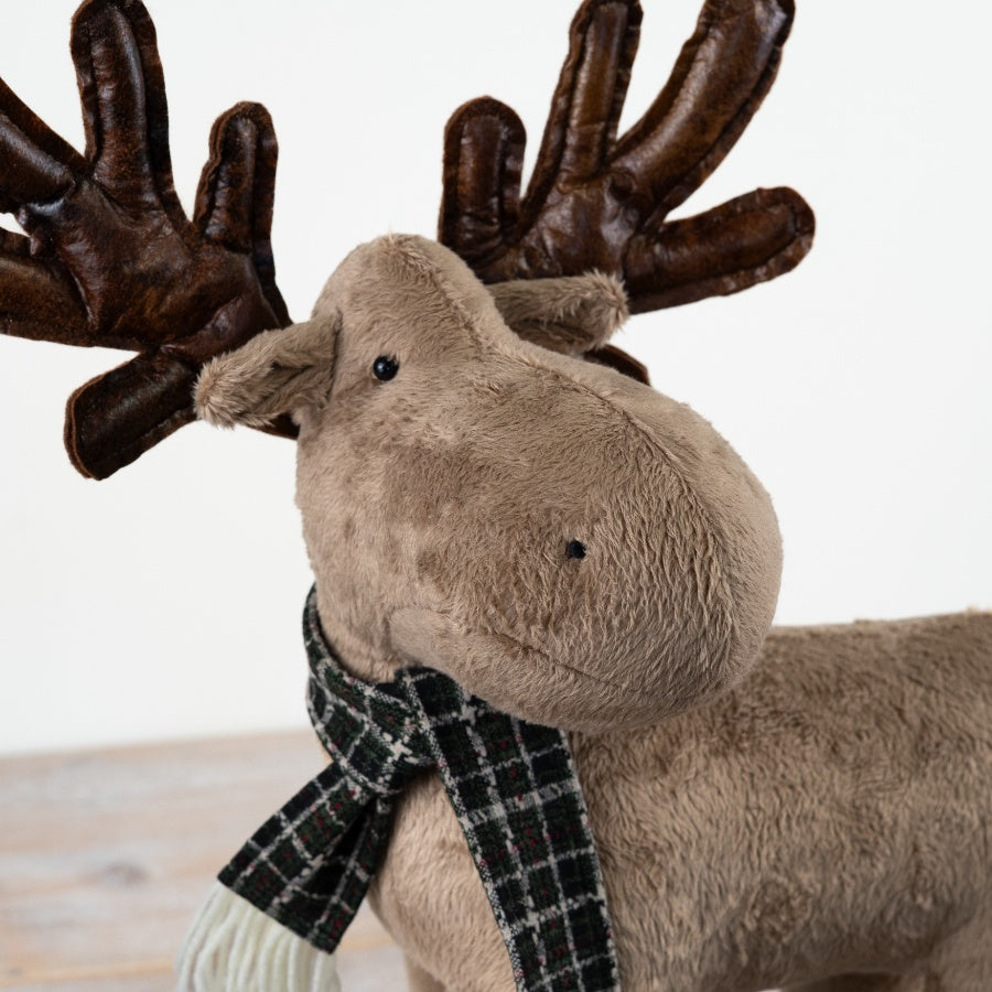Standing Reindeer Christmas Decoration with Scarf, 48cm