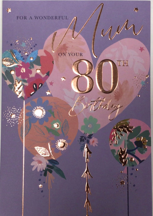 Mum 80th Birthday Card - Words 'n' Wishes