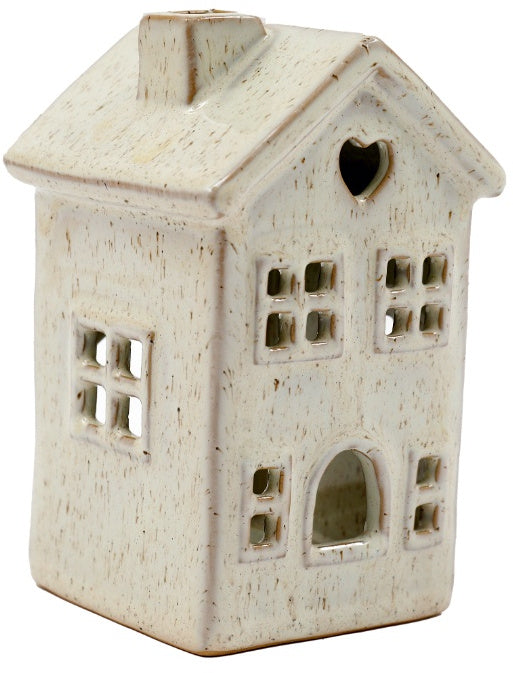 Cream Ceramic House Tea Light Holder