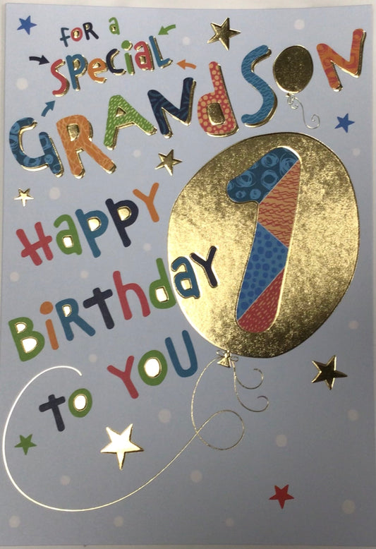 Grandson 1st Birthday Card - Words 'n' Wishes