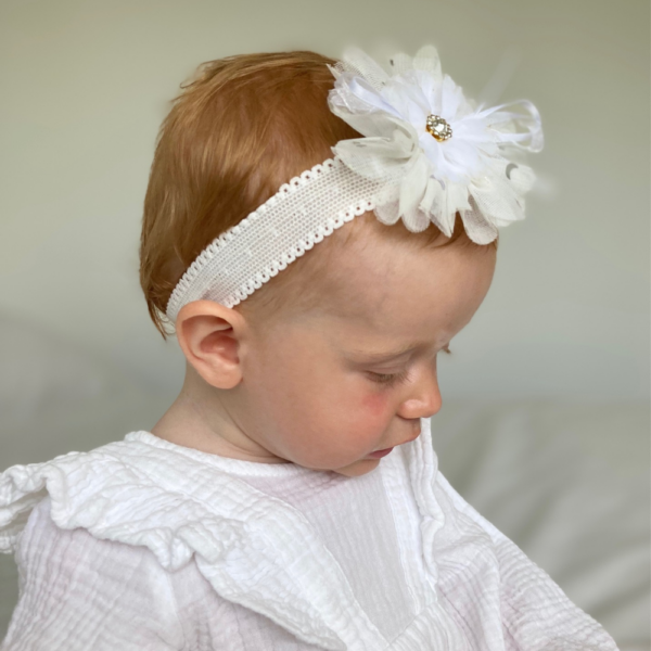 White Christening Headband