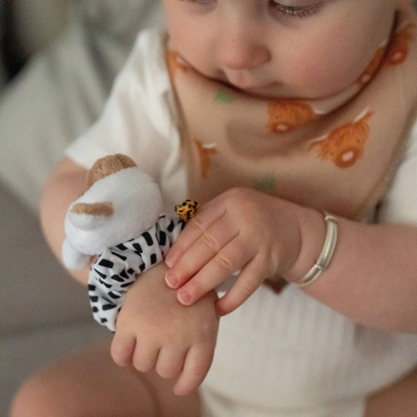 Plush Highland Cow and Sheep Wrist Rattles