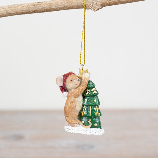 Festive Mouse Hanging Decoration