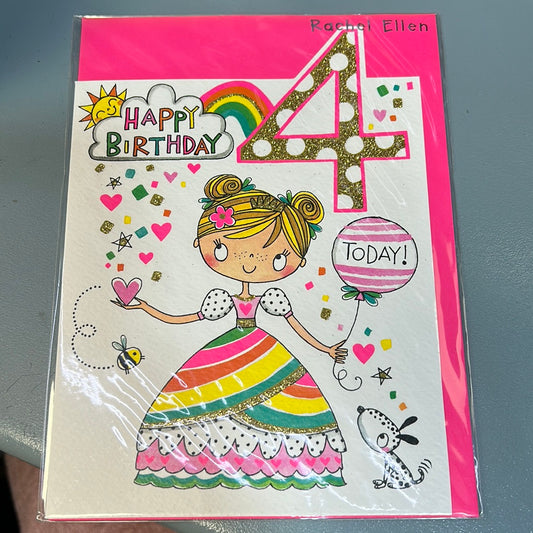 4th Birthday Card - Rachel Ellen