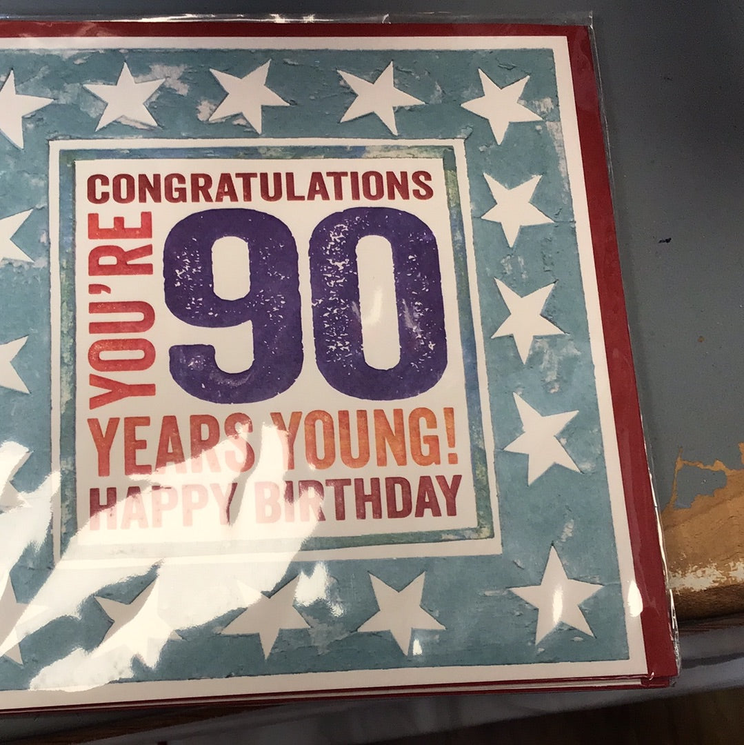 90th Birthday Card - Blue eyed sun