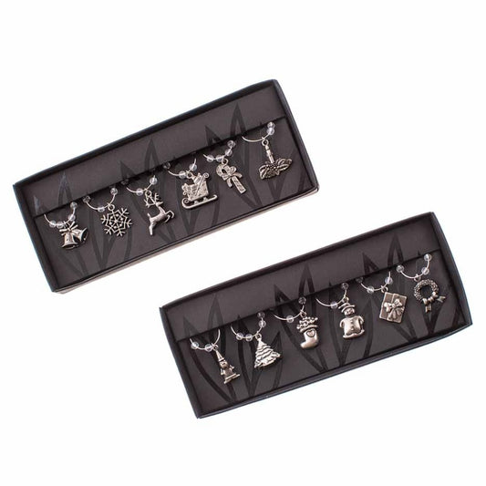 Silver Christmas Stem Glass Charms