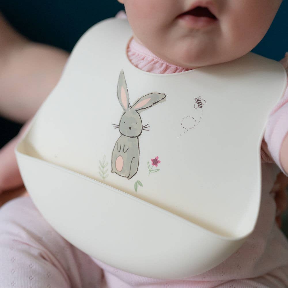 Ziggle Catch It Silicone Bib – Cream Bunny