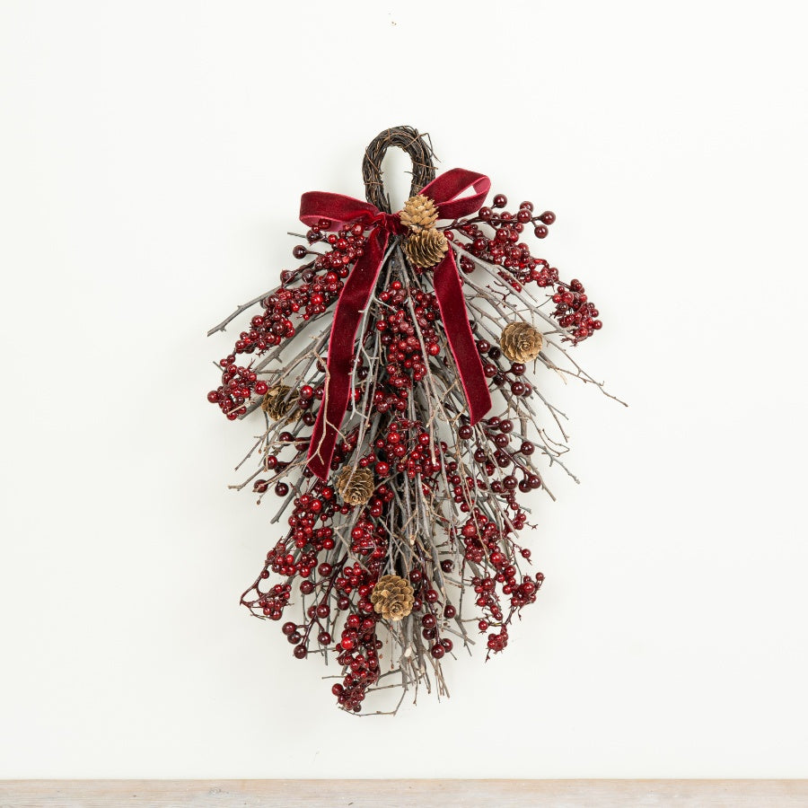 Red Berry Christmas Door Hanger, 42cm