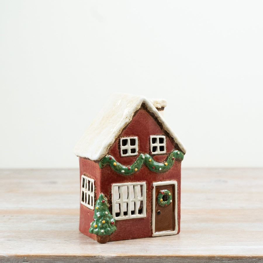 Red Christmas Candle House, 19.5cm
