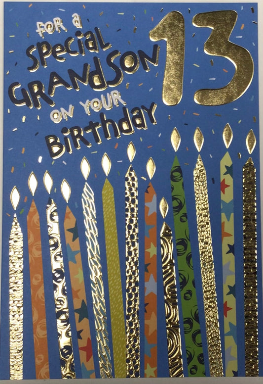 Grandson 13th Birthday Card - Words 'n' Wishes