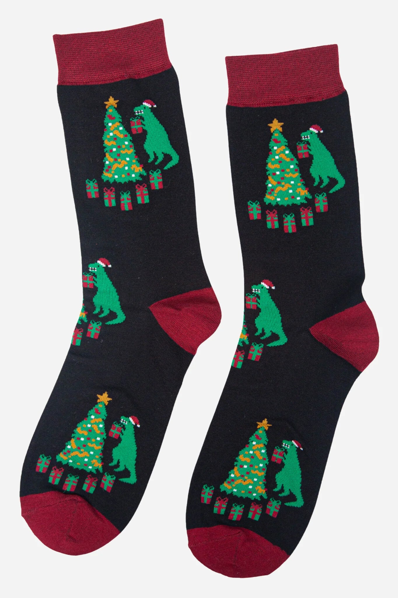 Mens Bamboo Socks - Christmas T-Rex