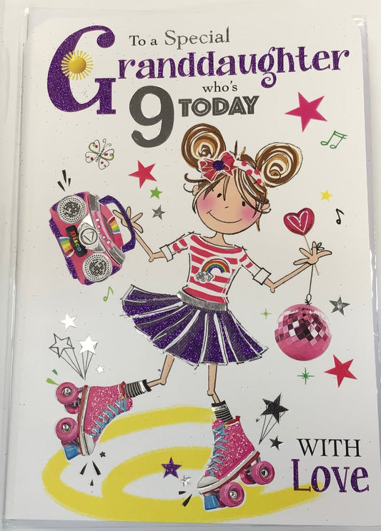 Granddaughter Birthday Card Age 9 - Jonny Javelin