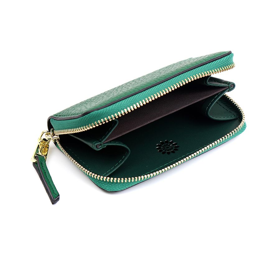 Emerald Green Faux Leather Coin Purse with Black Trim and Zip Tag