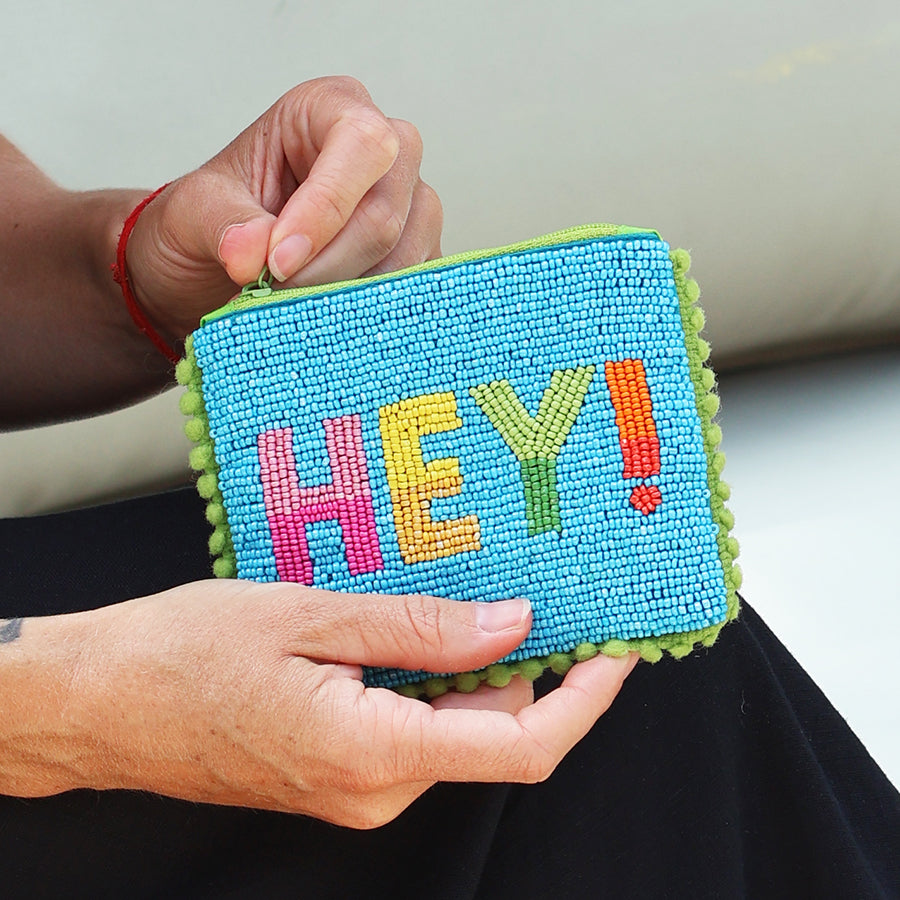 Turquoise beaded hey purse