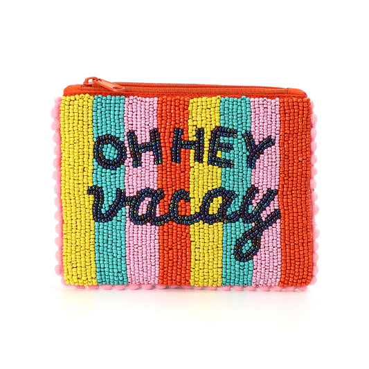 Rainbow beaded oh hey vacay purse