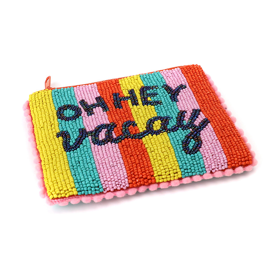 Rainbow beaded oh hey vacay purse