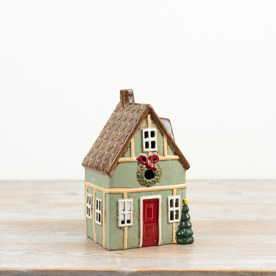 Green Christmas Candle House, 22cm