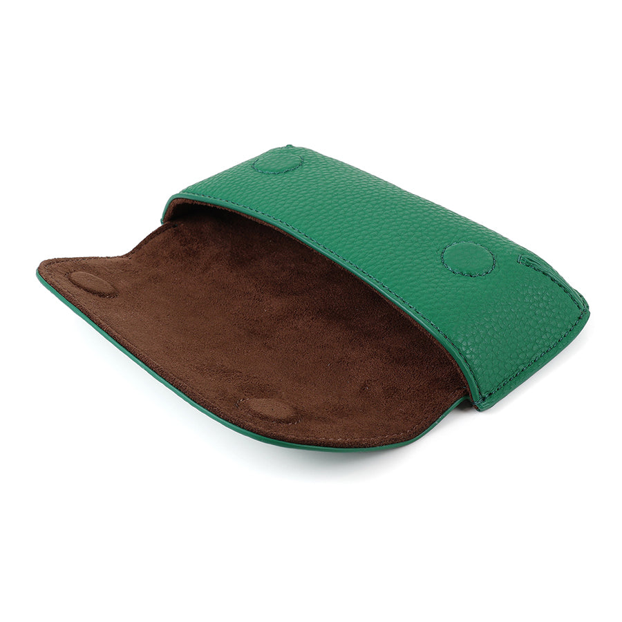 Green vegan leather glasses case